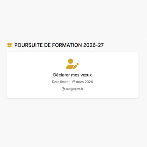 Poursuite de formation 2026